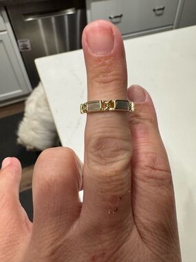 18kt gold plated  Rectangular Link Ring - Elegant Women's Fashion